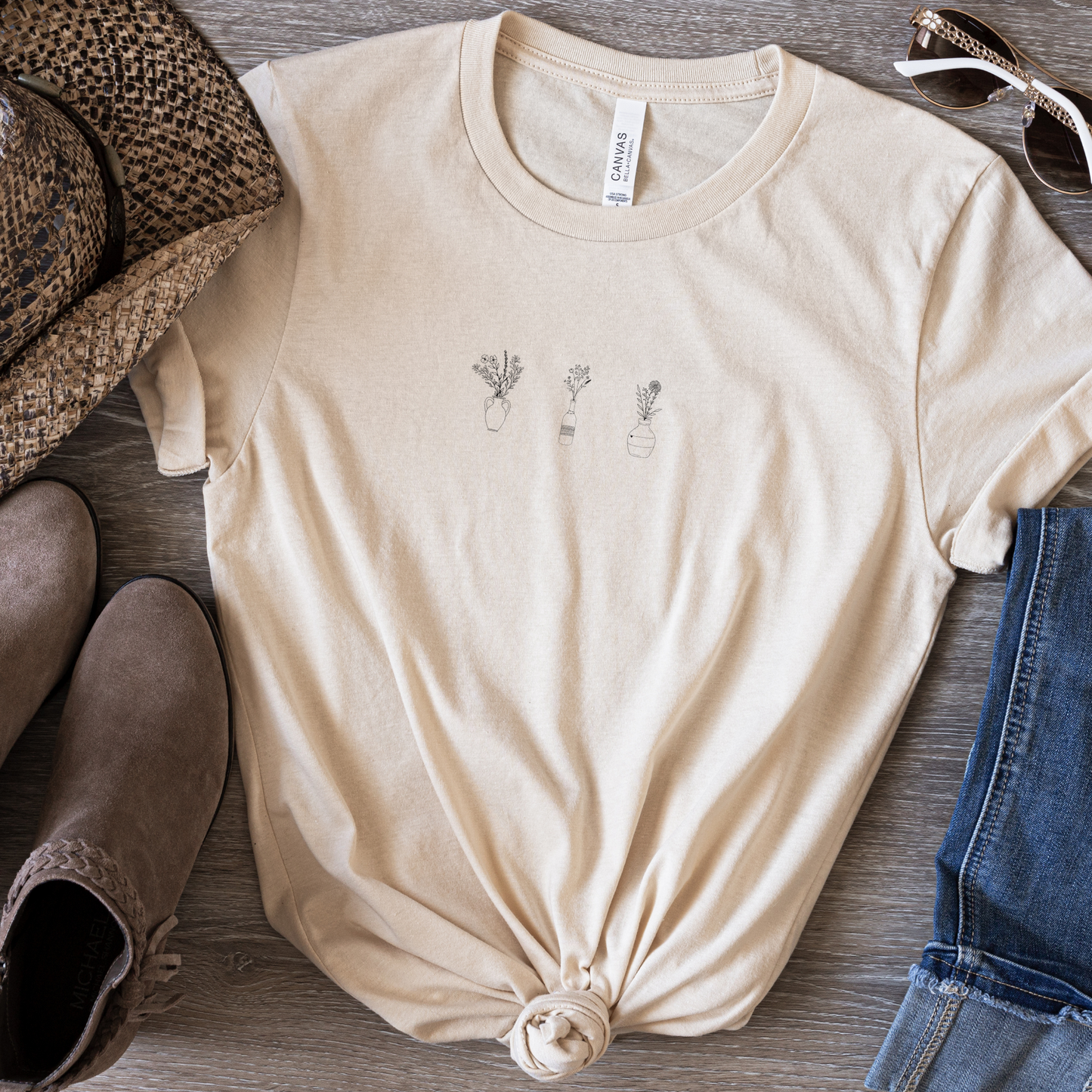 Vintage Vases and Blooms Unisex, Bella+Canvas Tee