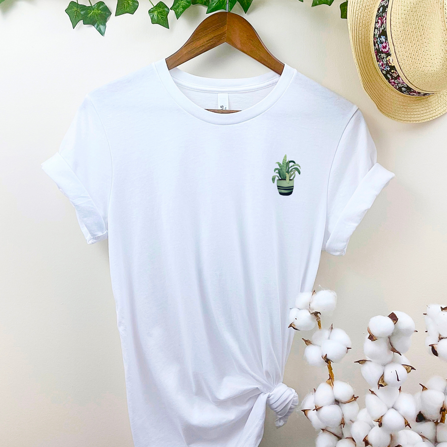 Curly Snake Plant Tee Unisex, Bella+Canvas 3001