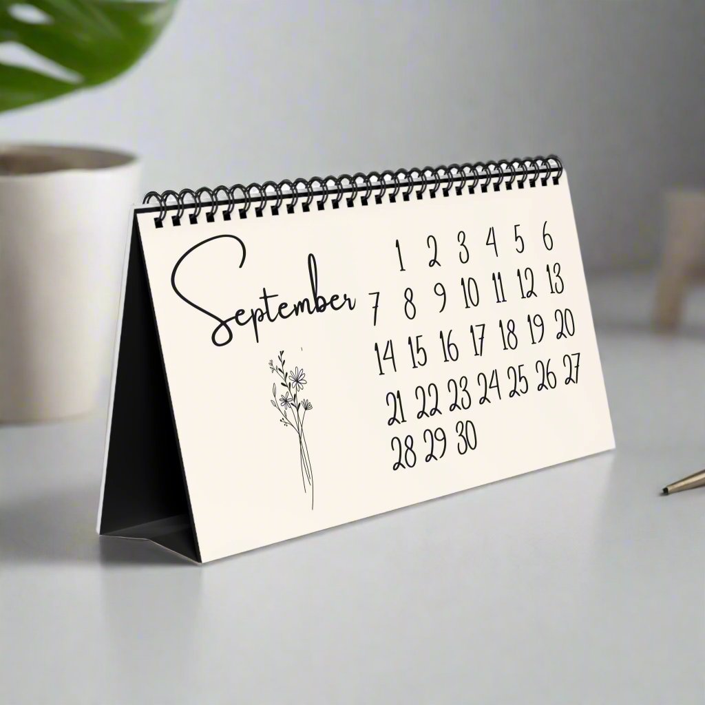 Freestanding Desktop Calendar, Minimalist Design