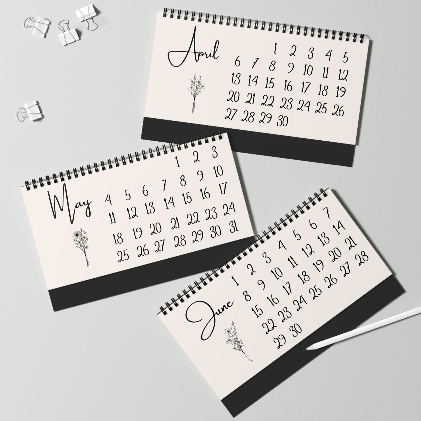 Freestanding Desktop Calendar, Minimalist Design