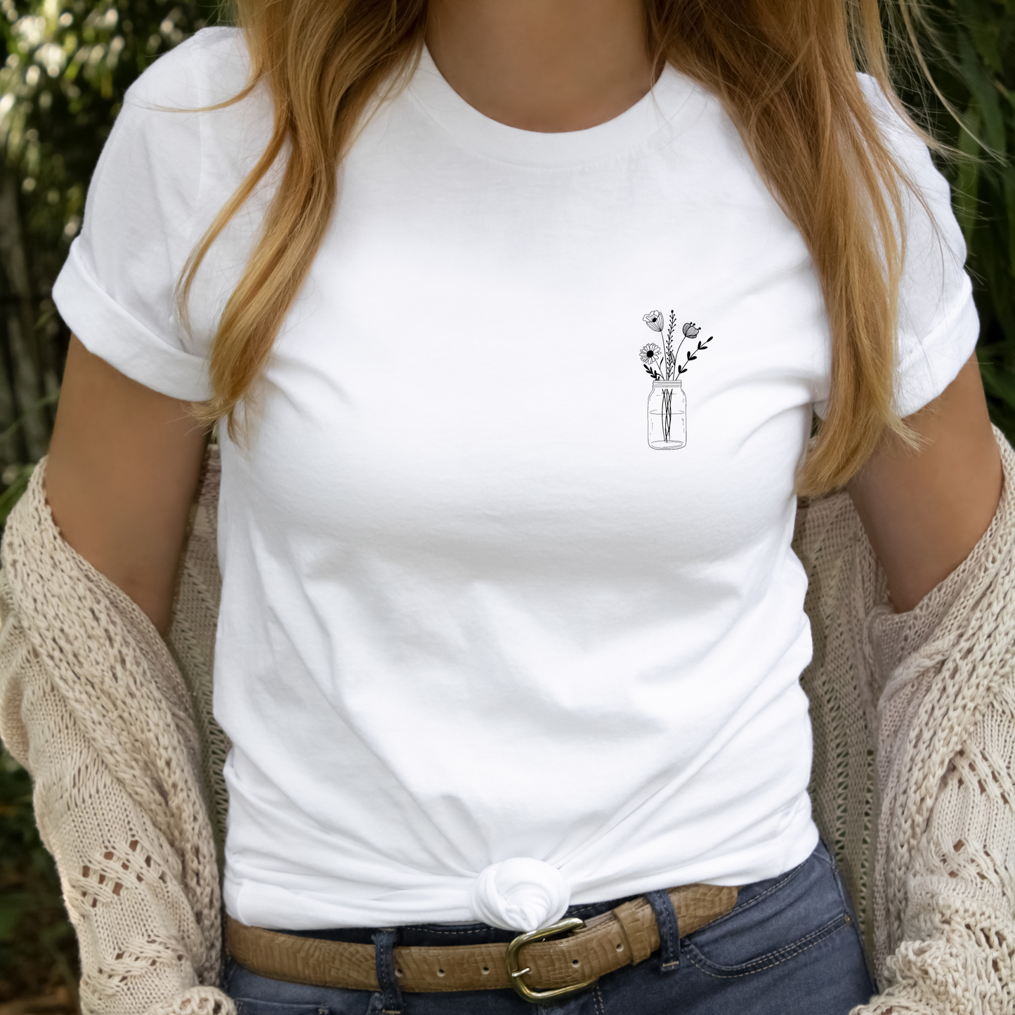 Vintage Jar with Blooms Graphic Tee, Unisex Bella+Canvas