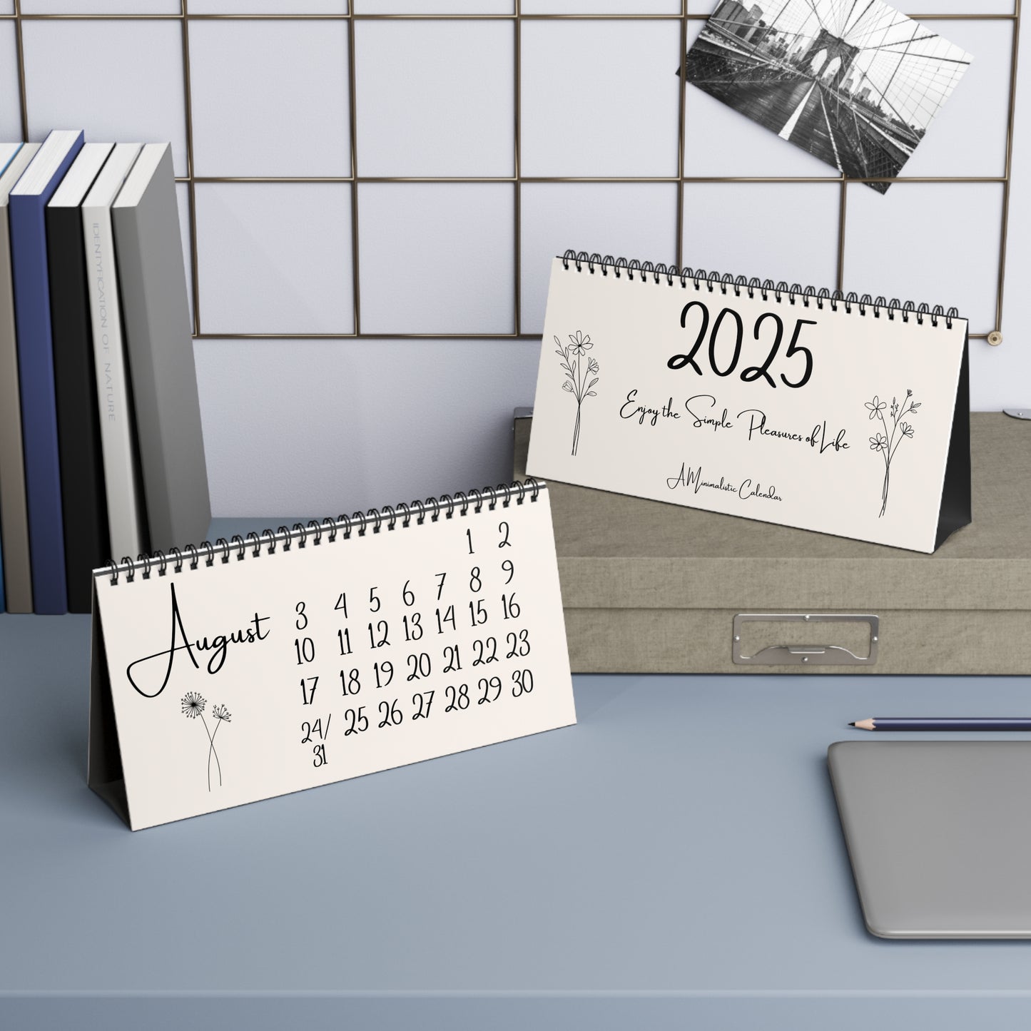 Freestanding Desktop Calendar, Minimalist Design