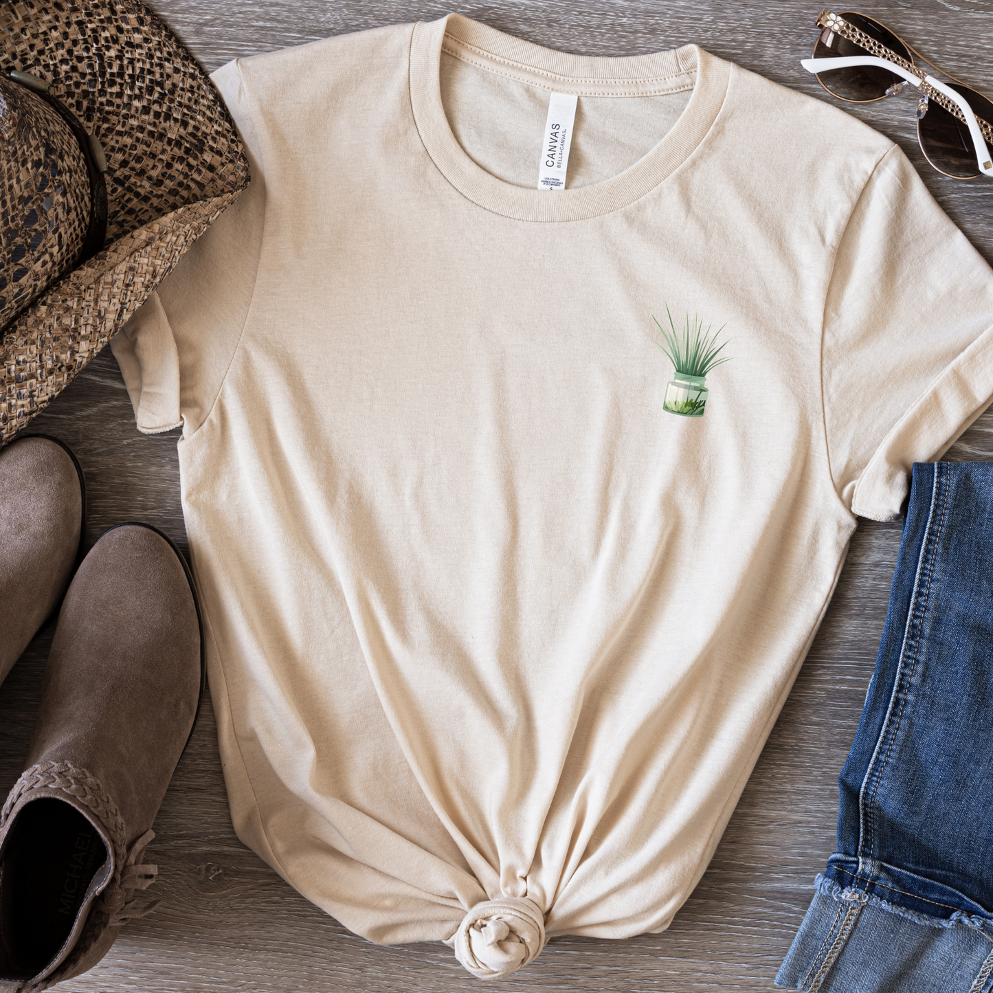 Grasses in Clear Planter Graphic Tee, Unisex Bella+Canvas