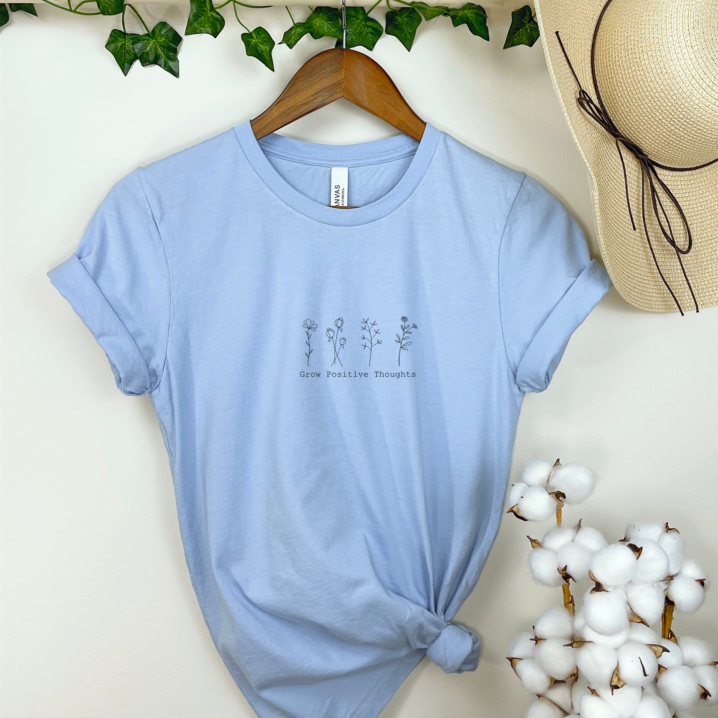 Grow Positive Thoughts and Blooms Unisex, Bella+Canvas Graphic Tee