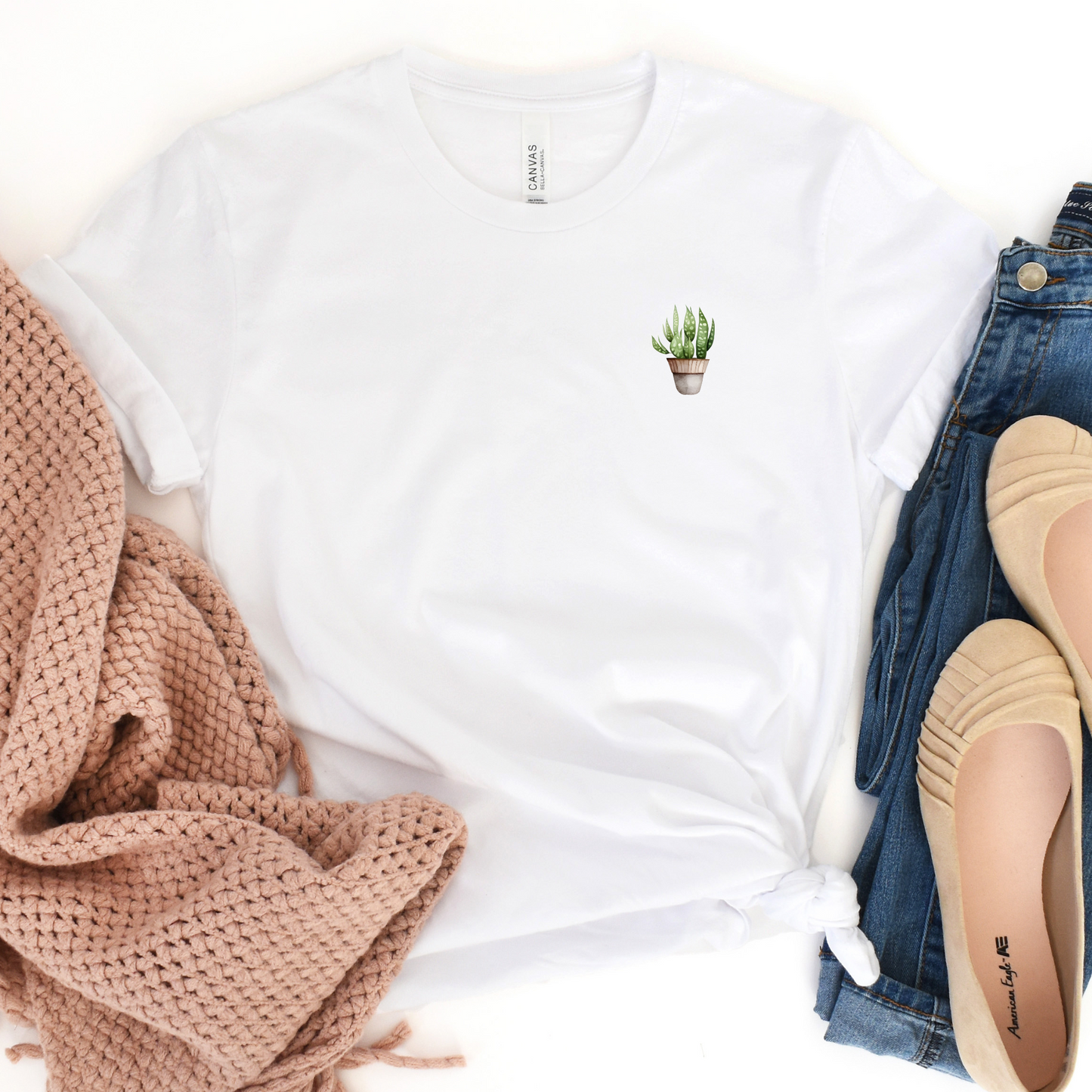 Spotted Snake Plant in Tan Planter Graphic Tee, Unisex Bella + Canvas