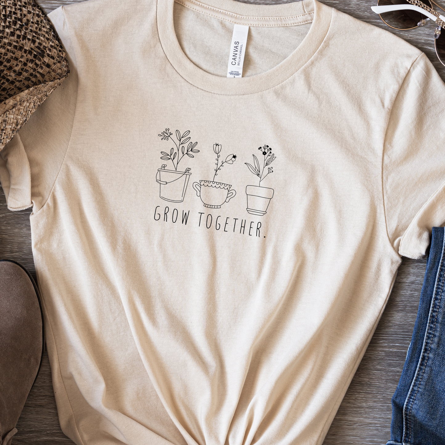 Grow Together Blooms Unisex, Bella+Canvas Graphic Tee