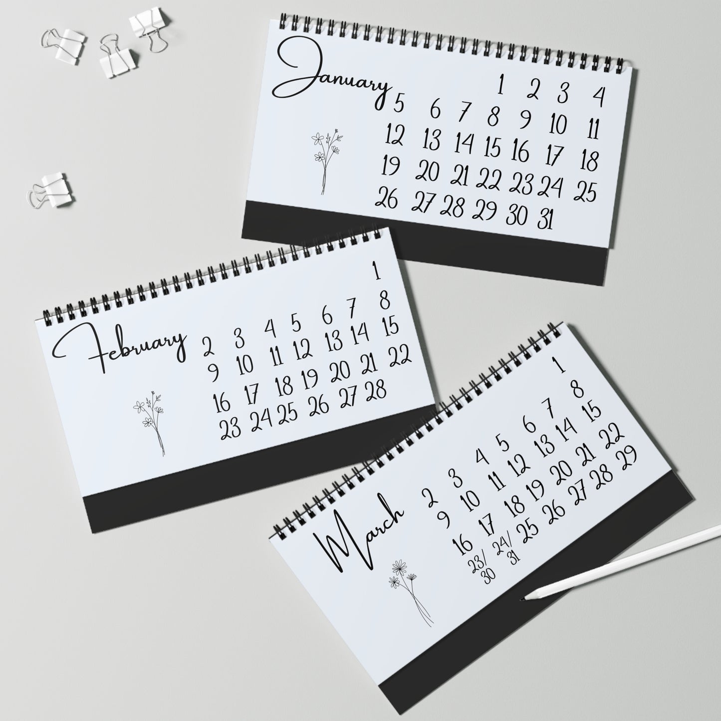 Freestanding Desktop Calendar, Minimalist Design