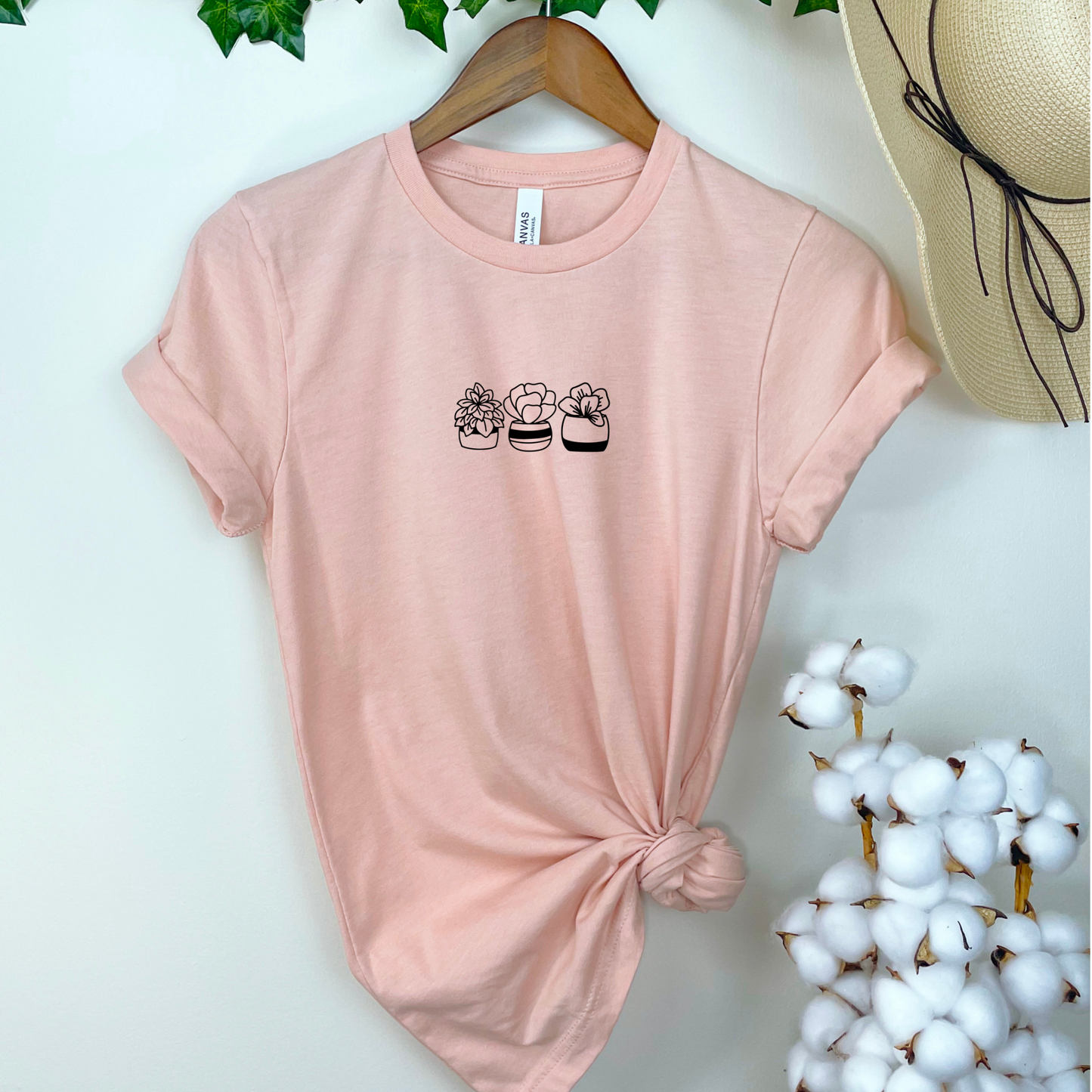 Potted Succulent Trio Graphic T-shirt, Unisex Bella + Canvas