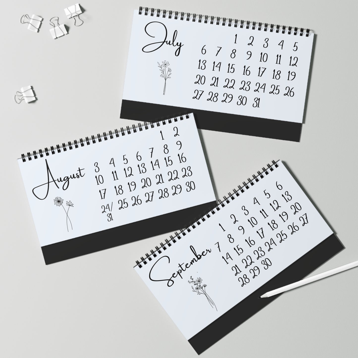 Freestanding Desktop Calendar, Minimalist Design