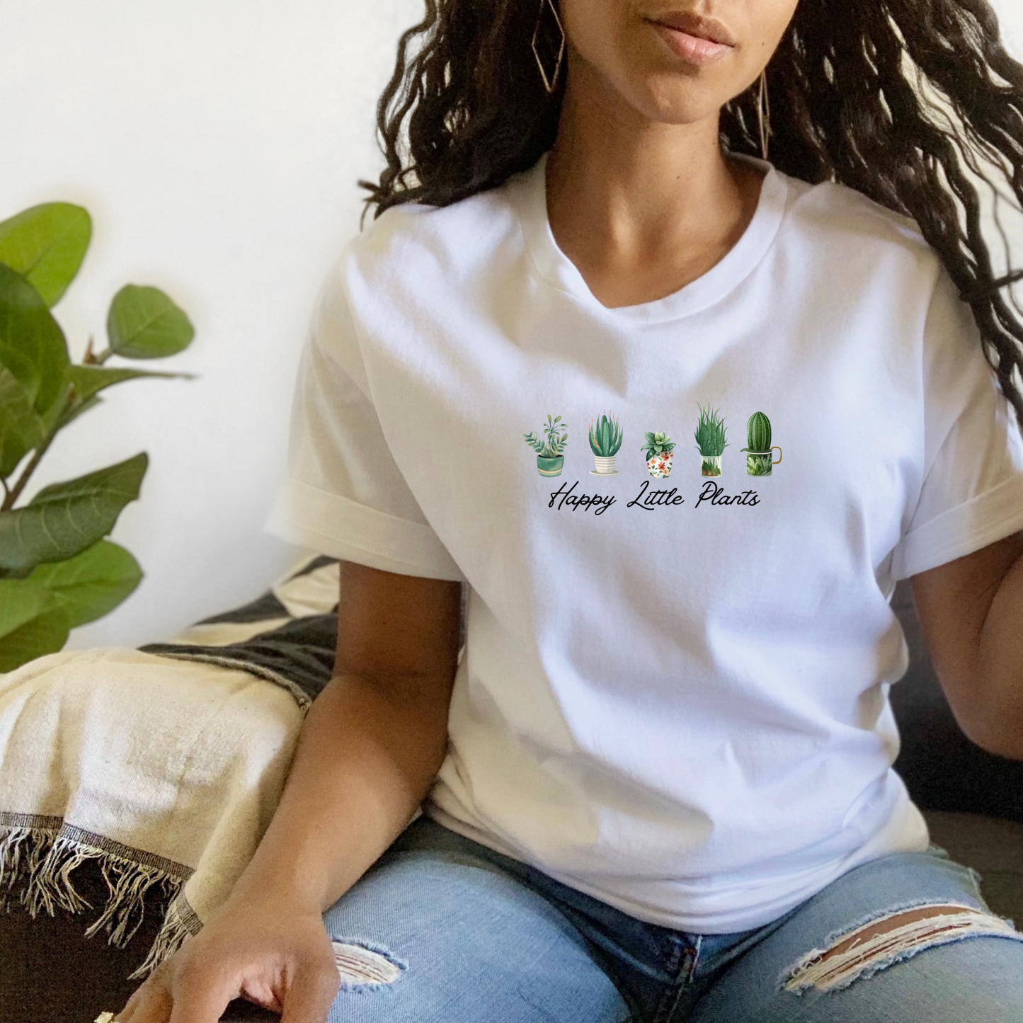 Happy Little Plants Graphic Tee, Unisex Bella+Canvas