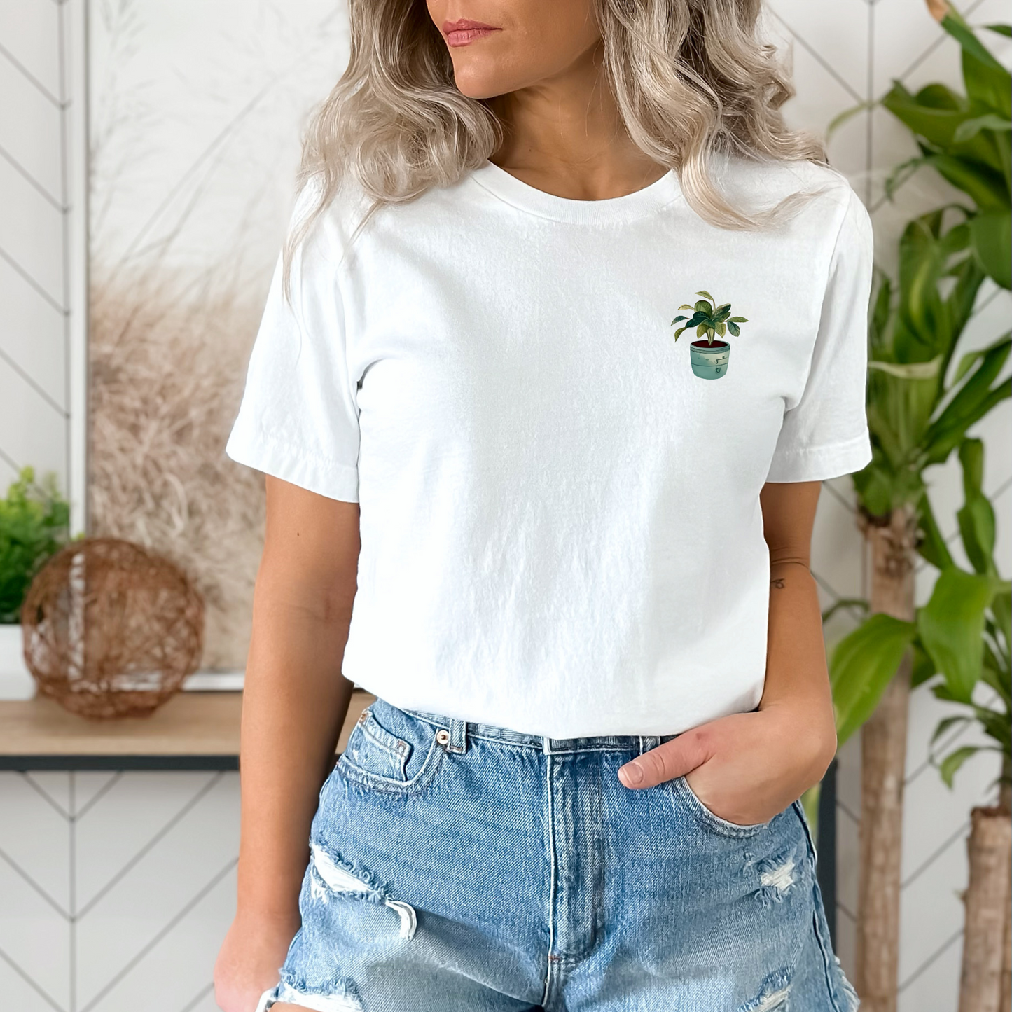 Potted Tree in Blue Planter Graphic Tee, Unisex Bella+Canvas