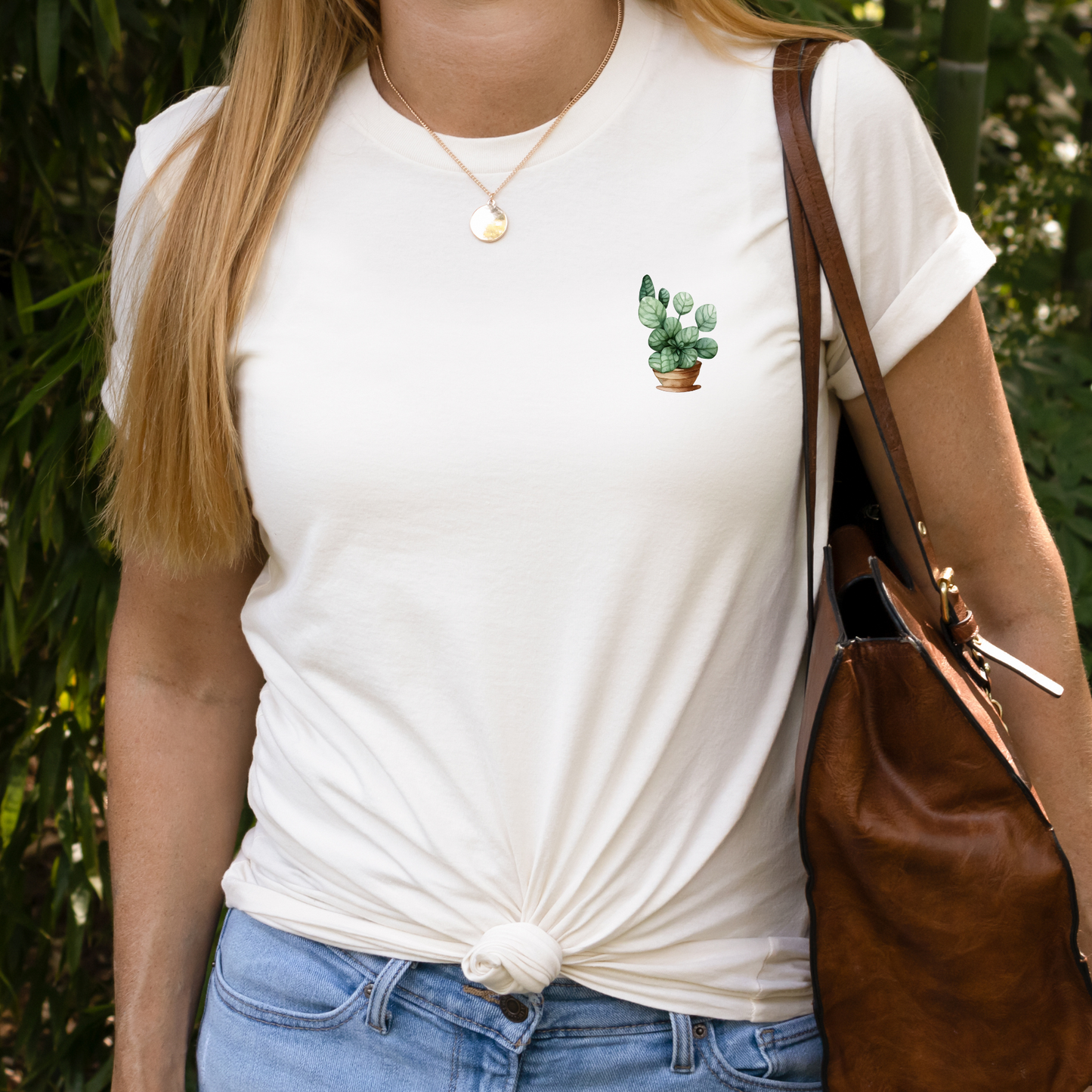 Luscious Leaves in Brown Planter Graphic Tee, Unisex Bella+Canvas