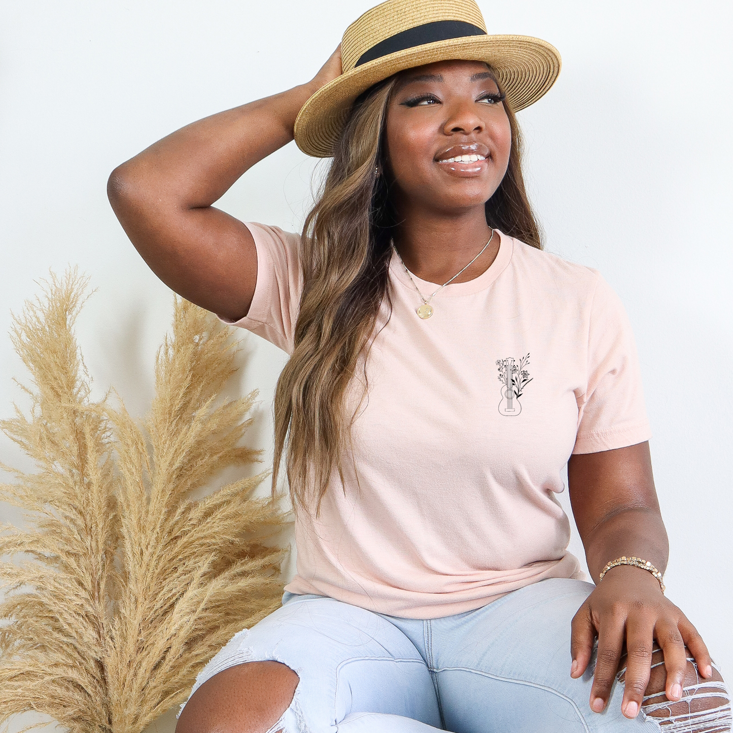 Rustic Guitar and Blooms Unisex, Bella+Canvas Tee