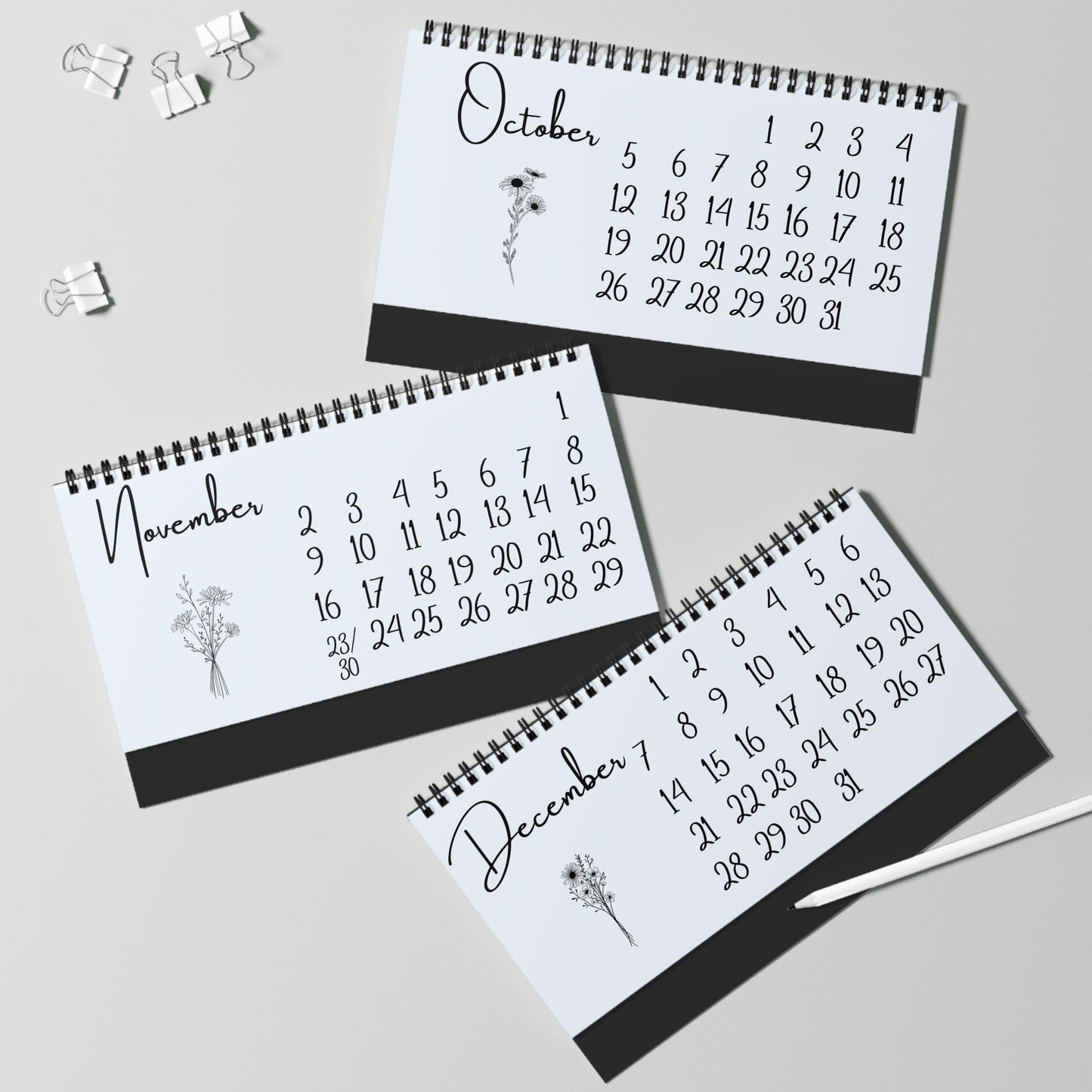 Freestanding Desktop Calendar, Minimalist Design