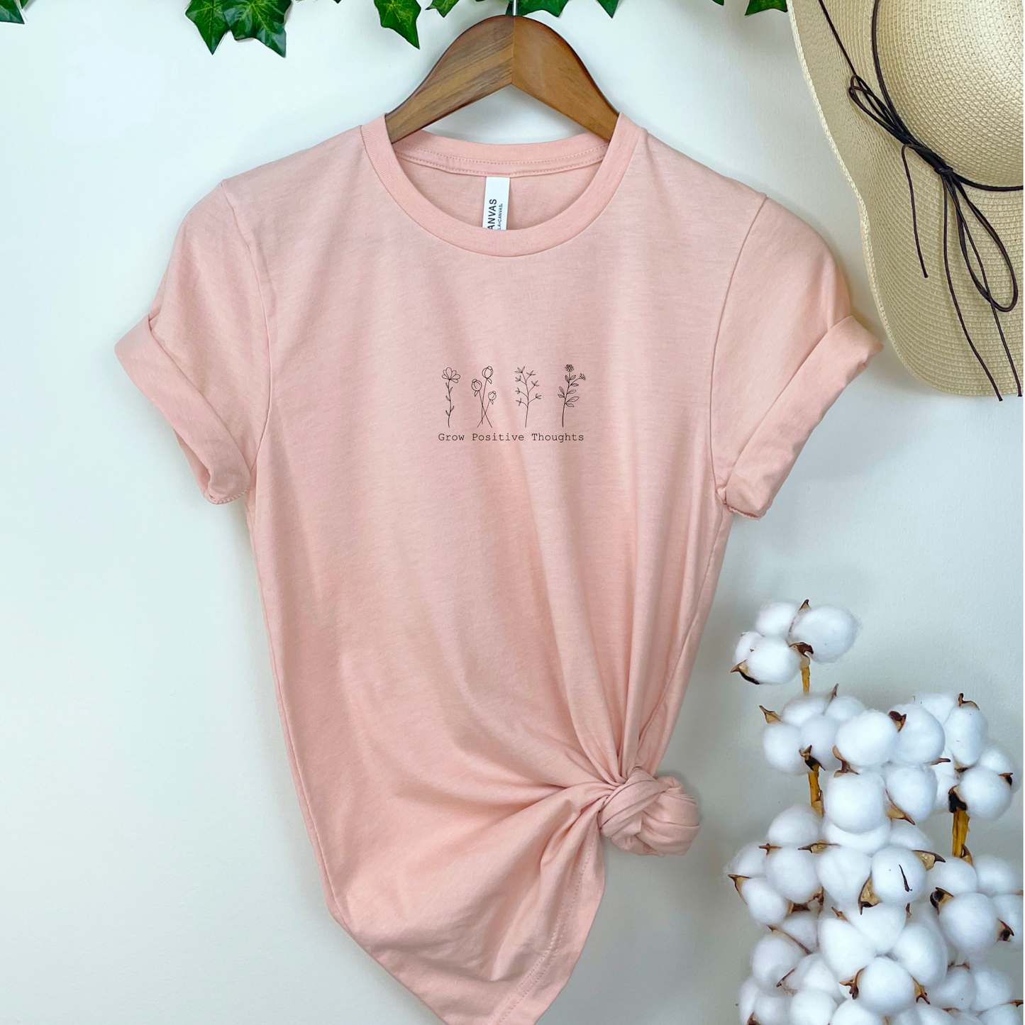 Grow Positive Thoughts and Blooms Unisex, Bella+Canvas Graphic Tee