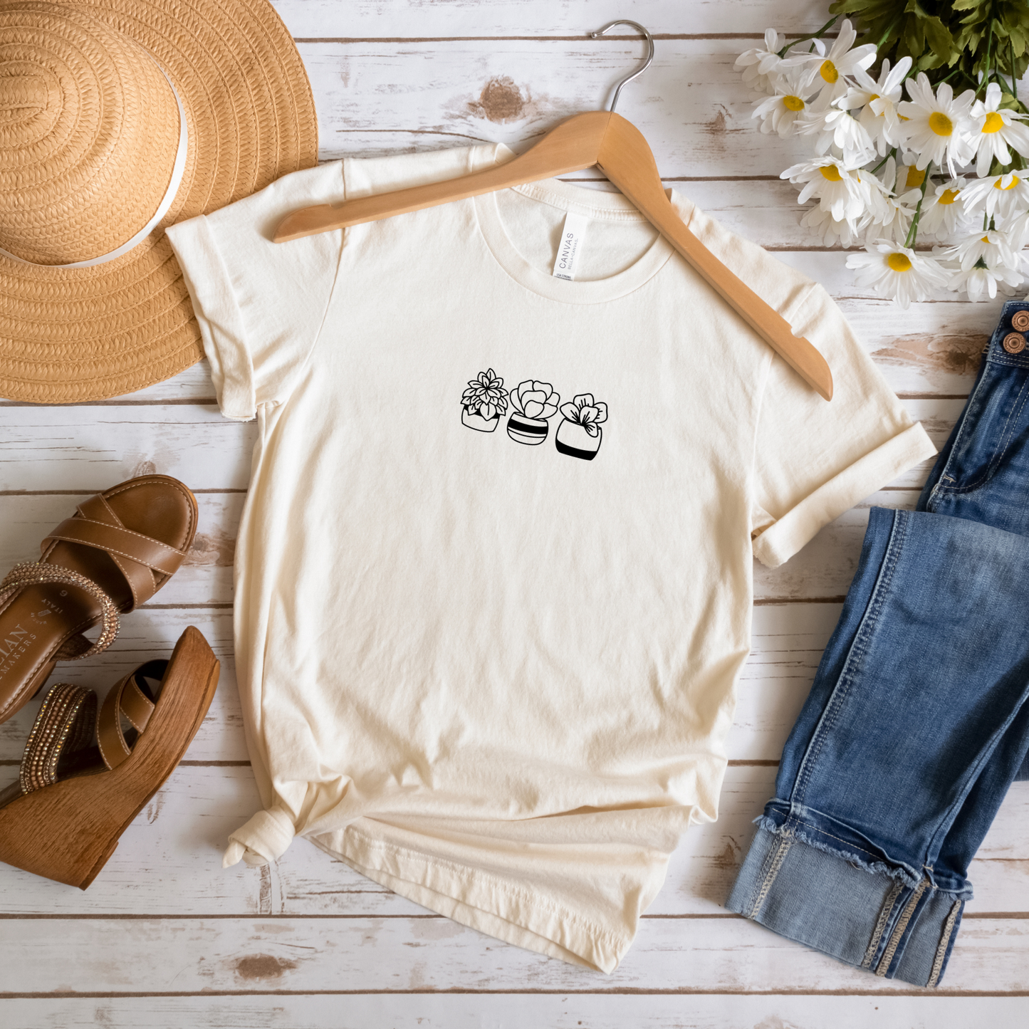 Potted Succulent Trio Graphic T-shirt, Unisex Bella + Canvas