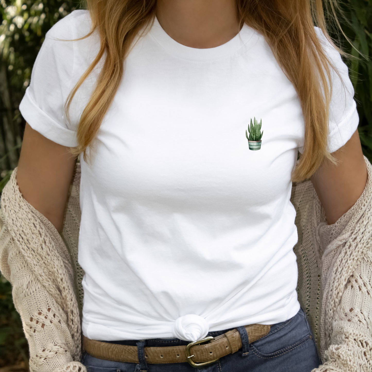 Tall Snake Plant in Blue Planter Graphic Tee, Unisex Bella+Canvas