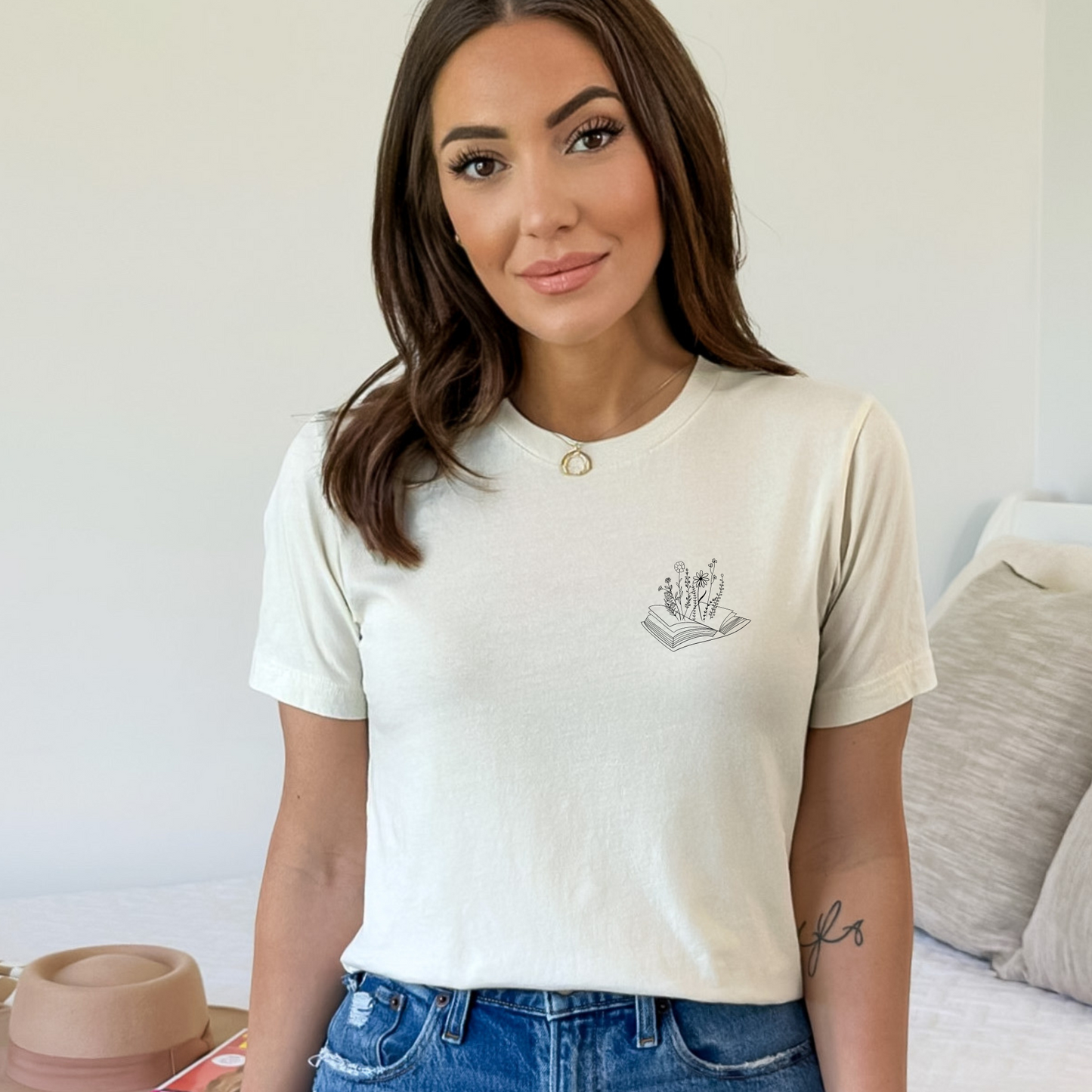 Book and Blooms Unisex, Bella+Canvas Graphic Tee