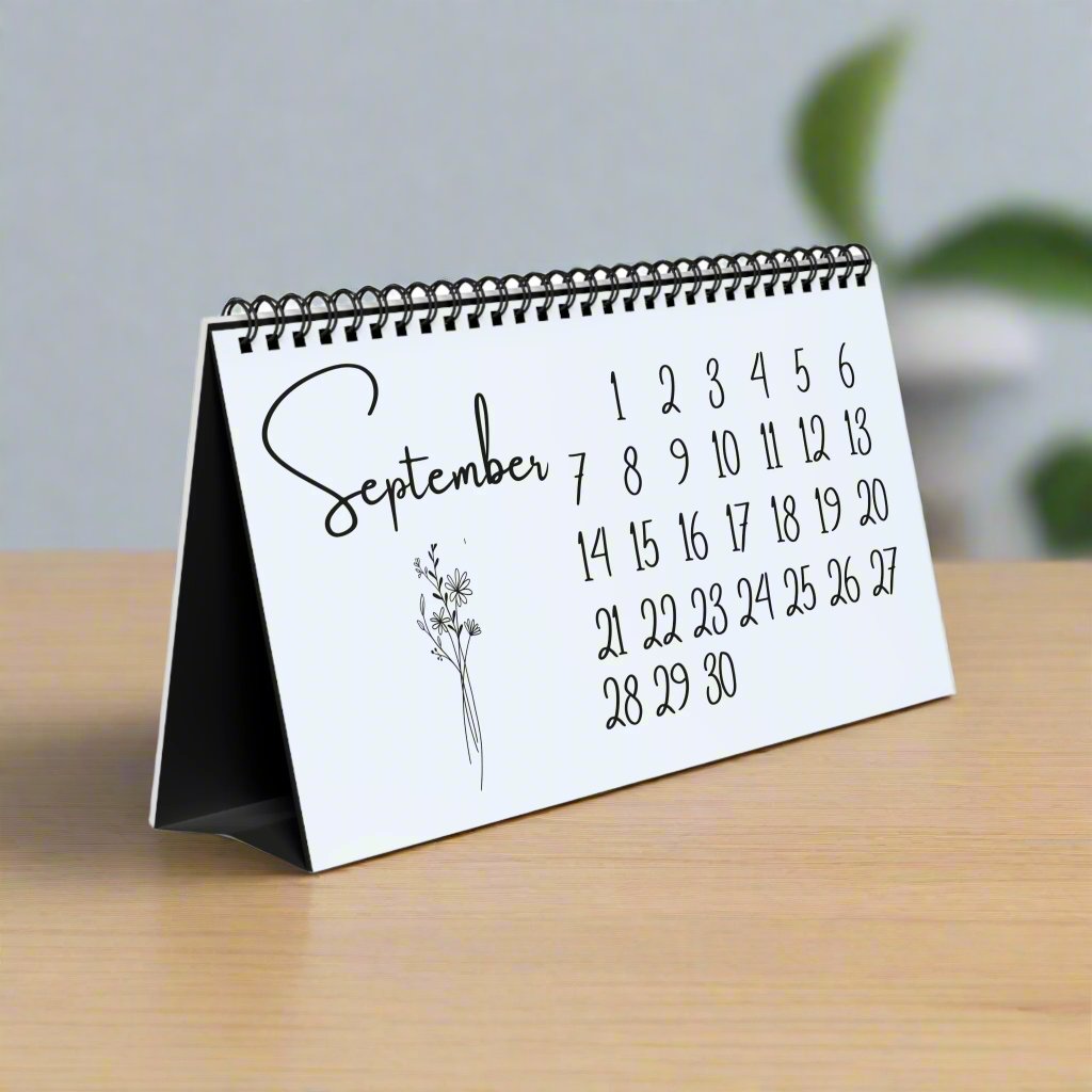 Freestanding Desktop Calendar, Minimalist Design