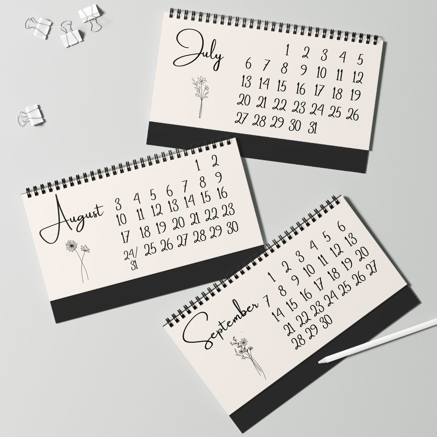 Freestanding Desktop Calendar, Minimalist Design