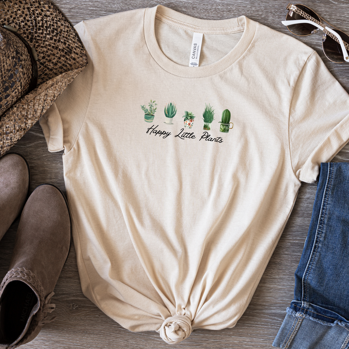 Happy Little Plants Graphic Tee, Unisex Bella+Canvas