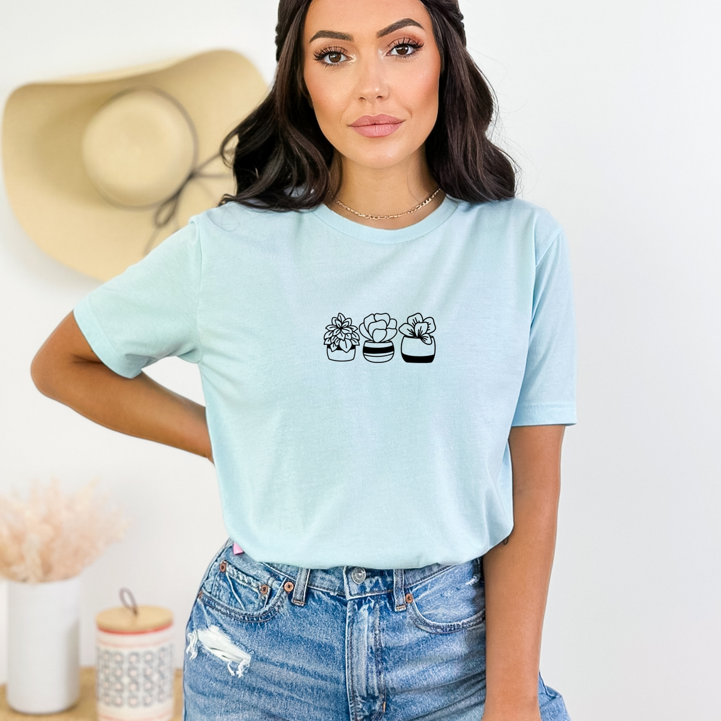 Potted Succulent Trio Graphic T-shirt, Unisex Bella + Canvas